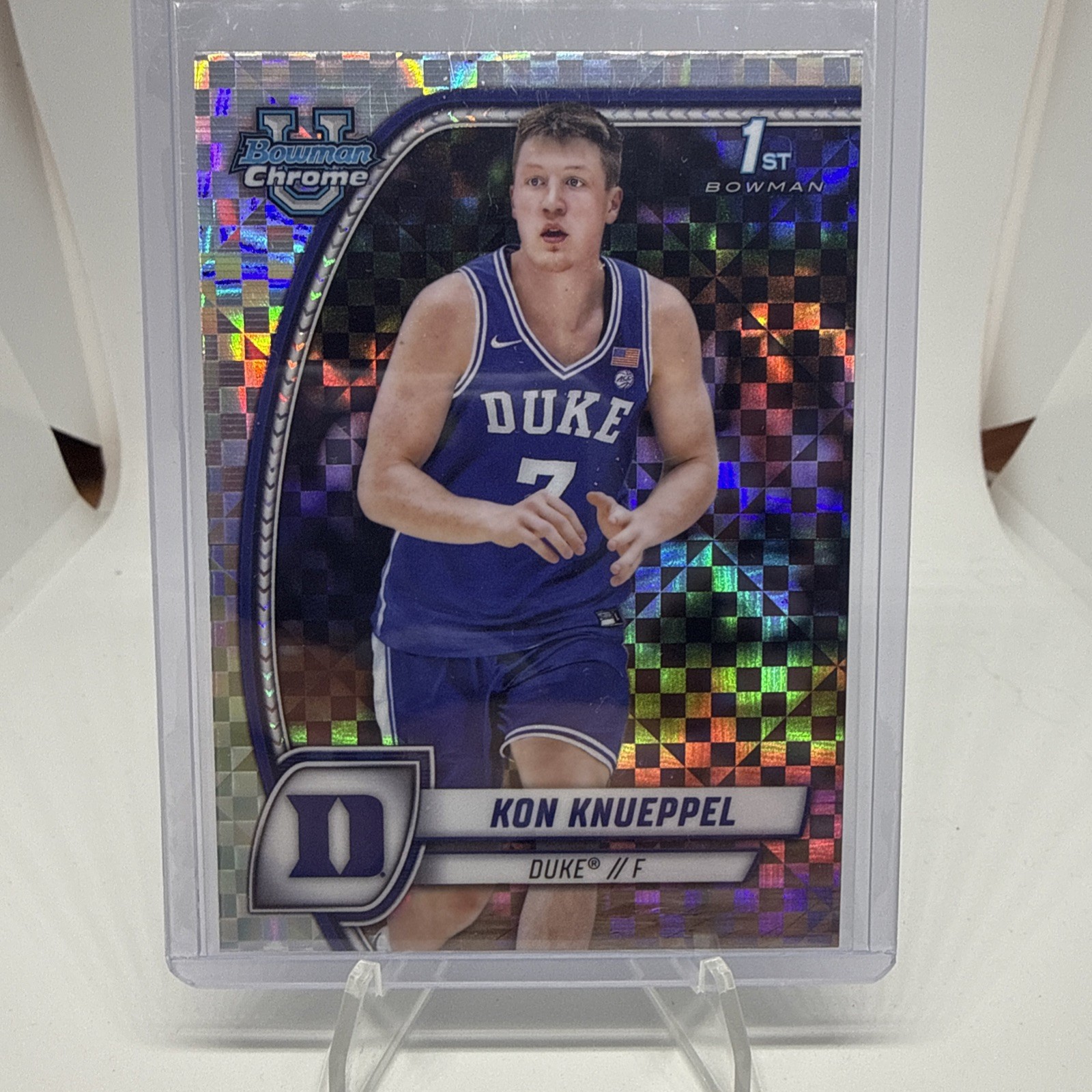 2024-25 Bowman Chrome University Kon Knueppel X-Fractor #48 Duke Blue Devils