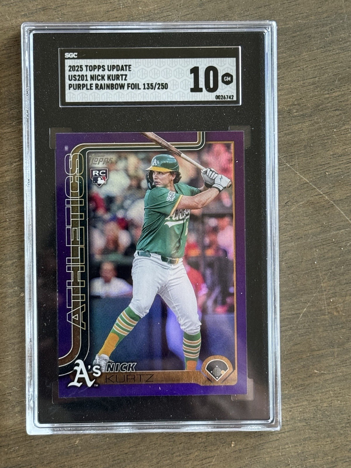 2025 Topps Update #US201 Nick Kurtz Purple Rainbow Foil /250 SGC 💎 Gem Mint 10