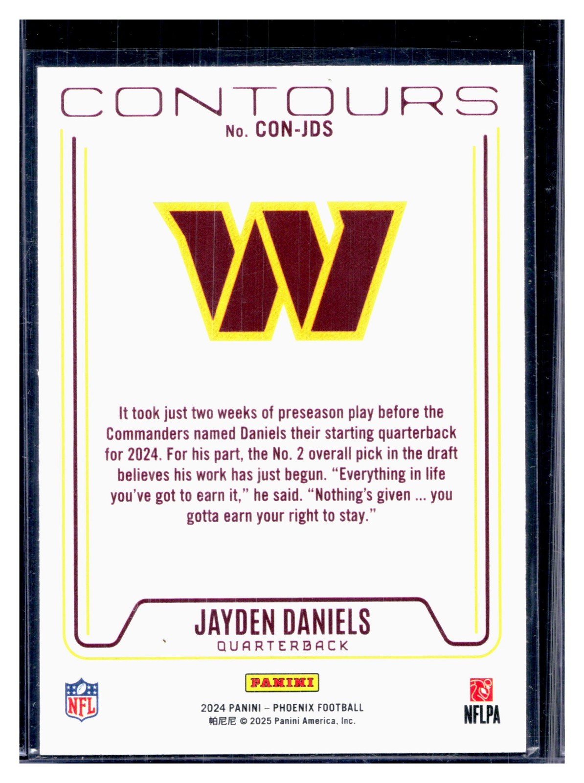 2024 Panini Phoenix Contours Jayden Daniels #CON-JDS RC Rookie SP Parallel NFL