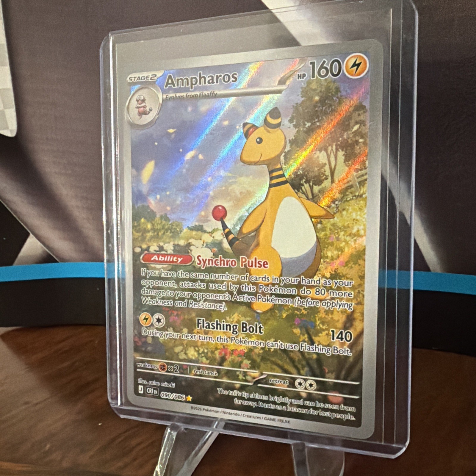 Pokémon TCG – Ampharos – 090/086 – ME04: Chaos Rising (CRI) – English IR