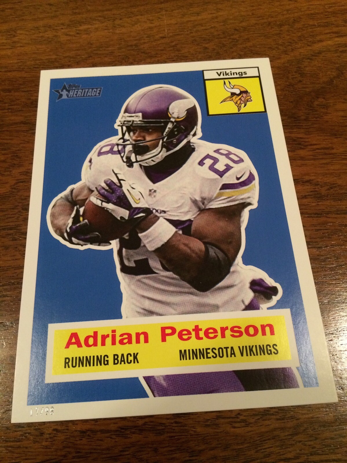 2015 Topps Heritage 5×7 Adrian Peterson Vikings 7 #’d /99