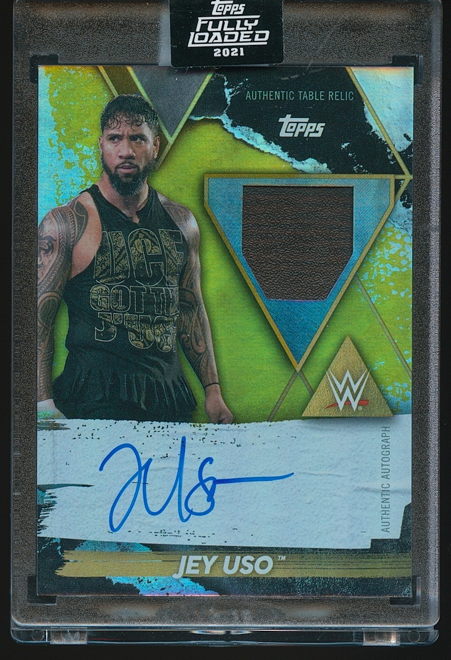 Jey Uso 2021 Topps WWE Fully Loaded Table Relic Auto /75
