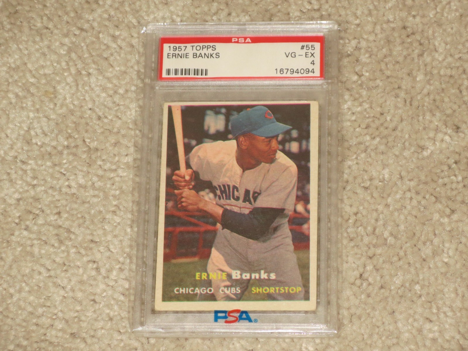 Ernie Banks 1957 Topps ICONIC Vintage Card Chicago Cubs #55 PSA 4