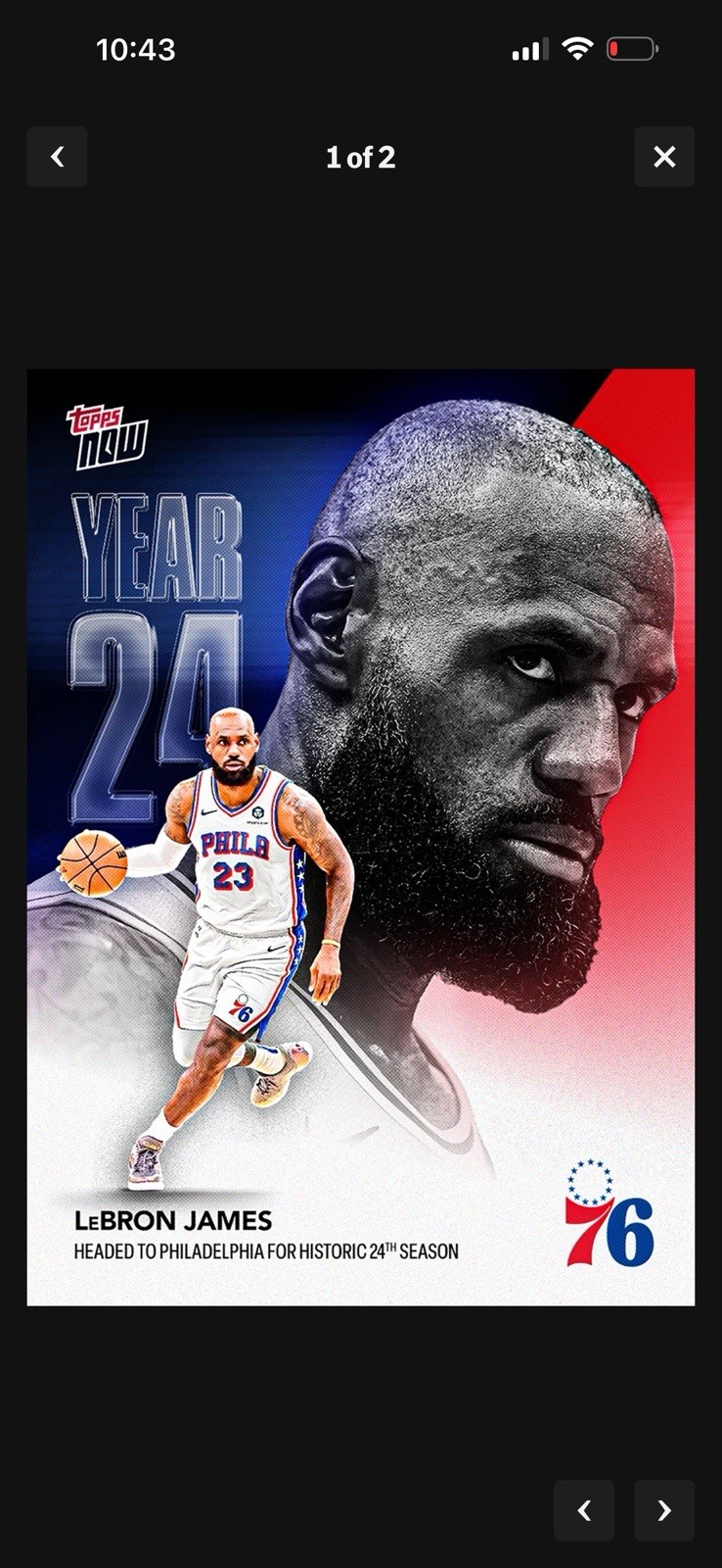 2026-27 NBA Topps Now #OS03 LeBron James Philadelphia 76ers – PRESALE