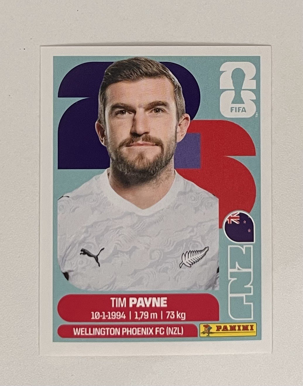 NZL 6 Tim Payne Panini FIFA World Cup 2026 Sticker Most Unknown Player