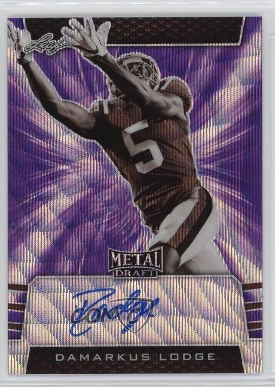 2019 Leaf Metal Draft Sepia Variation Purple Wave 4/15 Damarkus Lodge Auto nd3