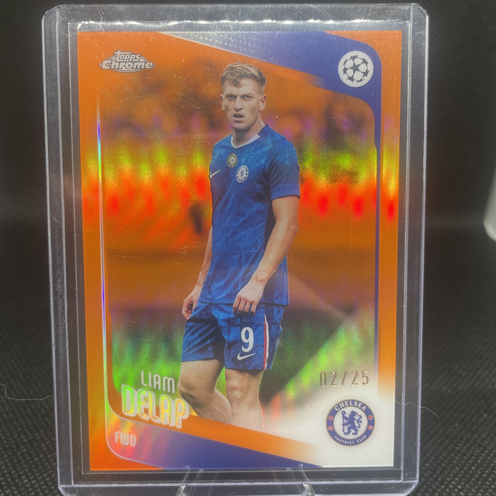 2025/26 Topps Chrome UEFA Liam Delap True Orange Refractor /25 #192