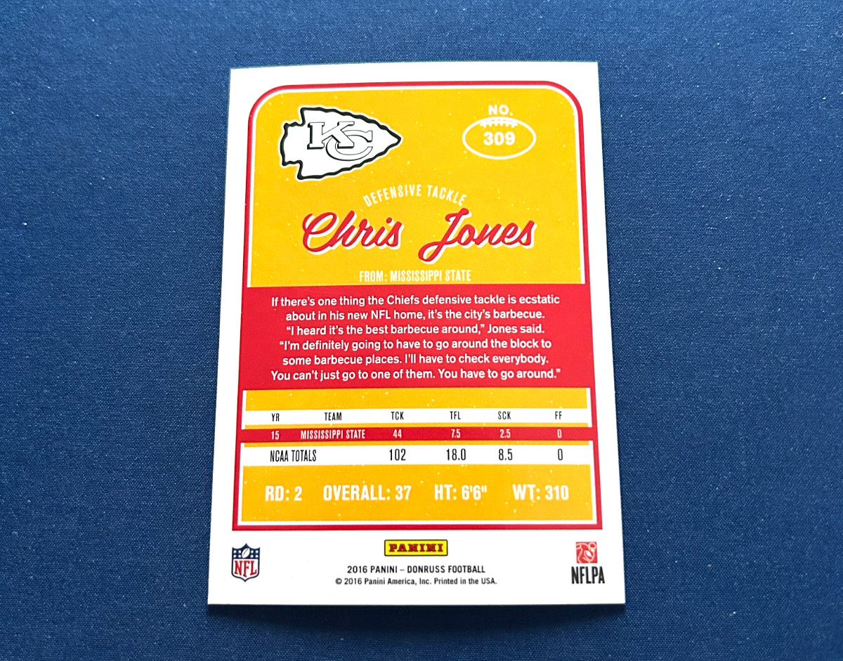 2016 Donruss Football Chris Jones Rookie Card #309 Set Break NM