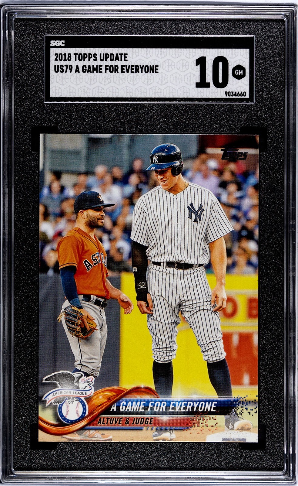 2018 Topps Update US79 A Game for Everyone Aaron Judge Altuve SGC 10 GEM MINT
