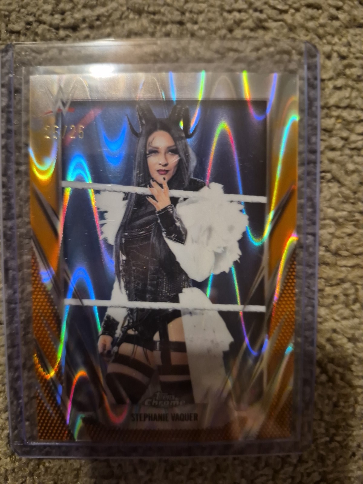 Topps 2026 Chrome WWE Stephanie Vaquer Orange Wave #74 Serial Numbered /25